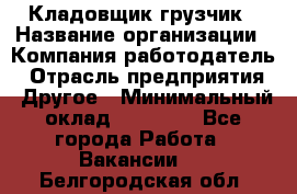 Кладовщик-грузчик › Название организации ­ Компания-работодатель › Отрасль предприятия ­ Другое › Минимальный оклад ­ 20 000 - Все города Работа » Вакансии   . Белгородская обл.